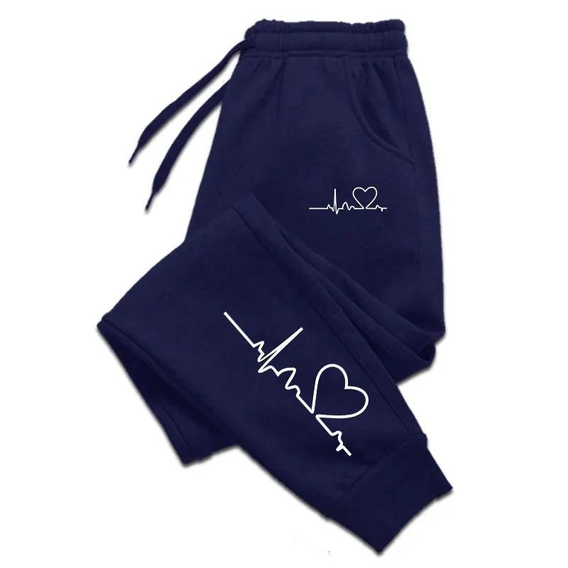 

2025 Unisex Casual Heart Print Plus Velvet Sweatpants M