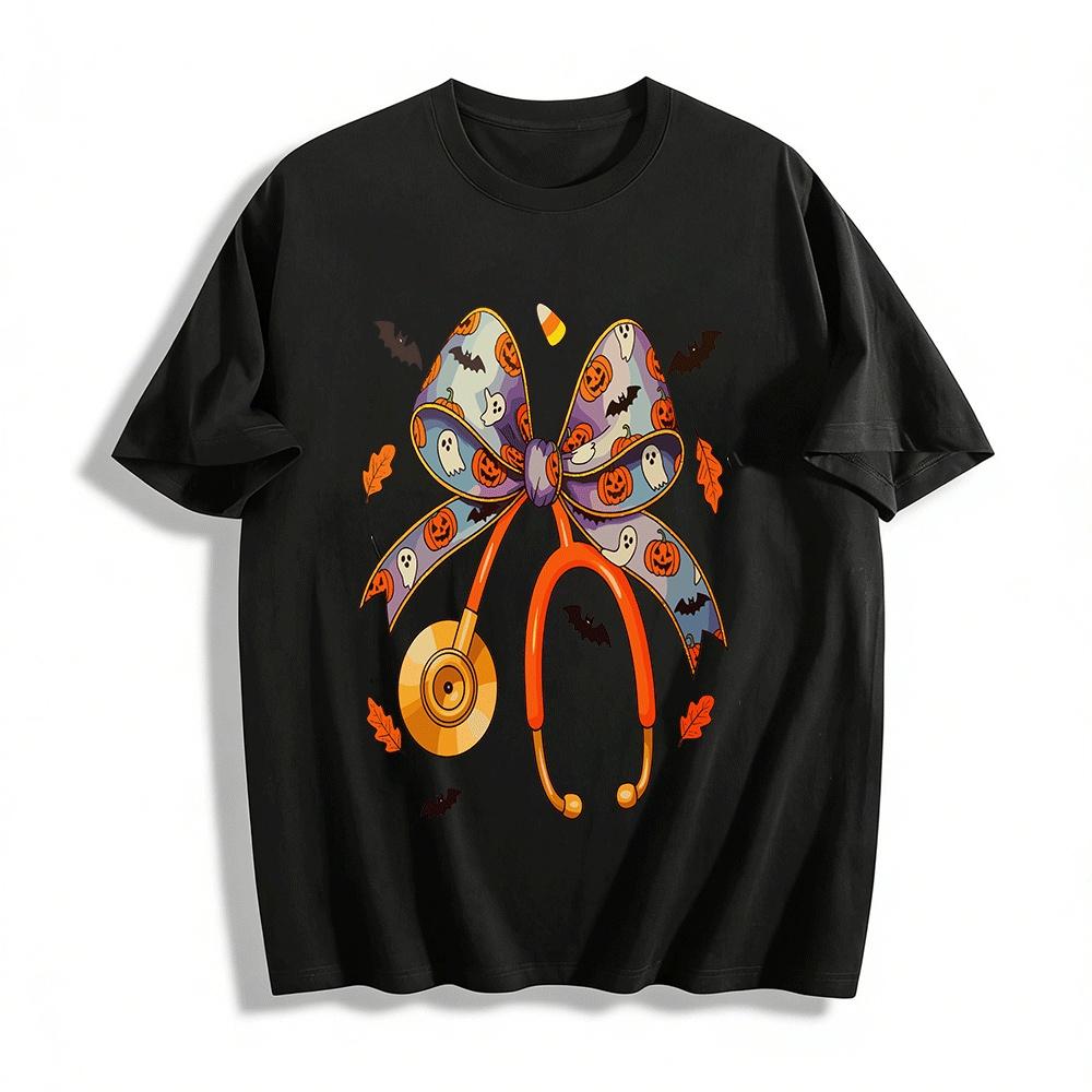 Halloween Medical Stethoscope Print Casual Top Pure cotton T-shirt XXS
