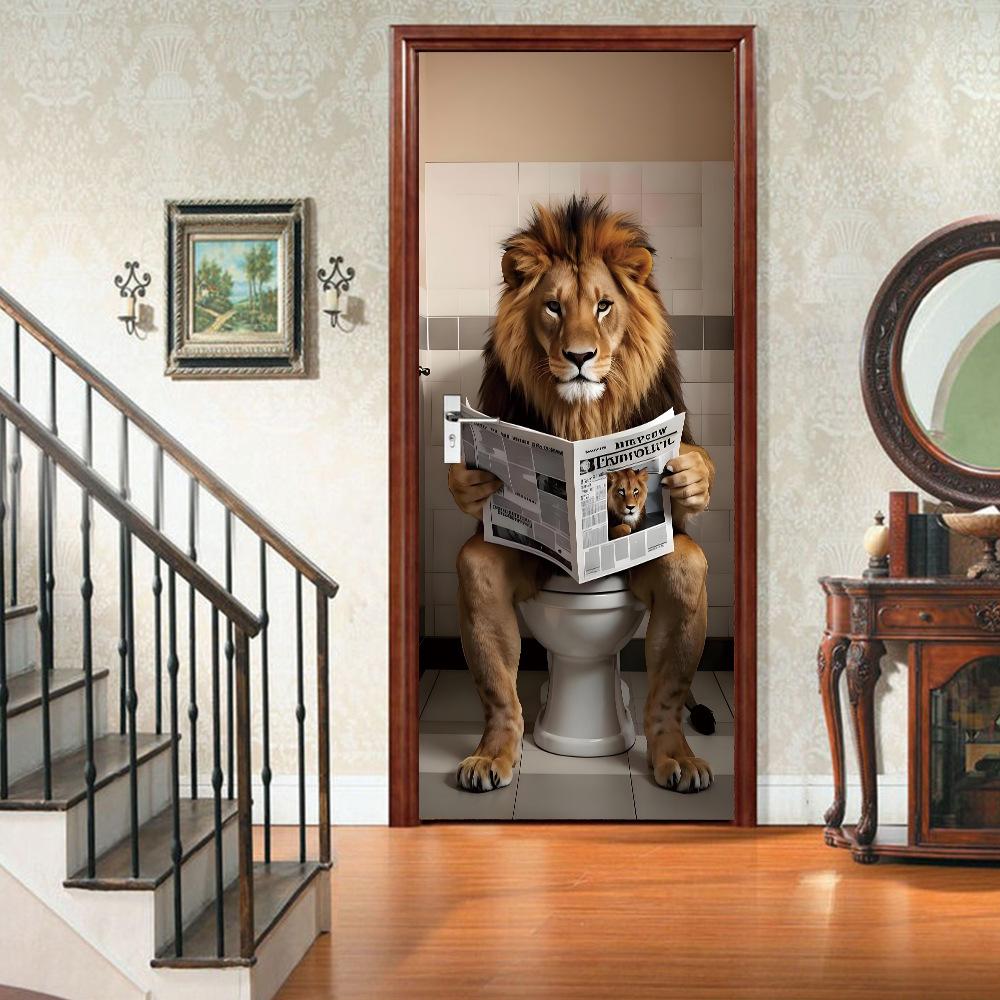 Fantastic Animal Self-Adhesive Wallpaper, Bedroom Self-Dipping 3D Door Sticker, Advanced Waterproof Door Frame Sticker
