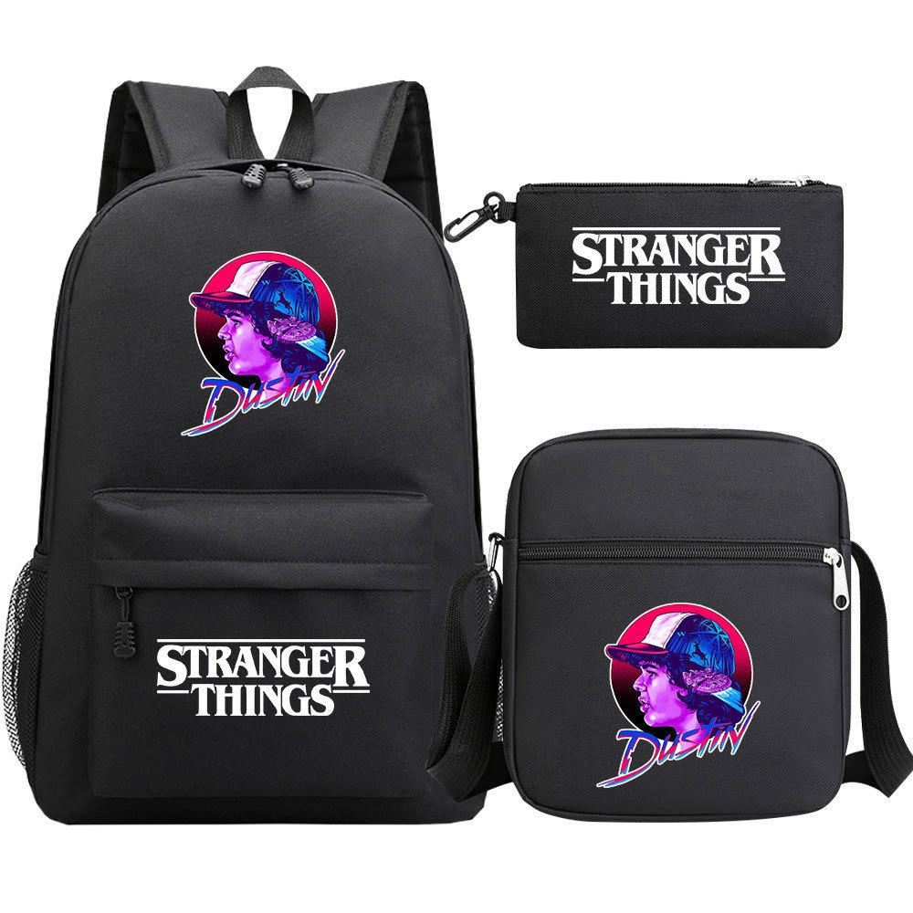 Stranger Things Star Printing Teen Student School Bag Three-Piece Men'S And Women'S Backpack