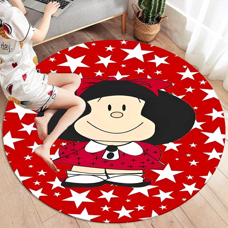 Kulhý kulatý koberec Mafalda, Kobercový koberec do obývacího pokoje, ložnice, k pohovce, herny, Dekorace, Protiskluzová podložka