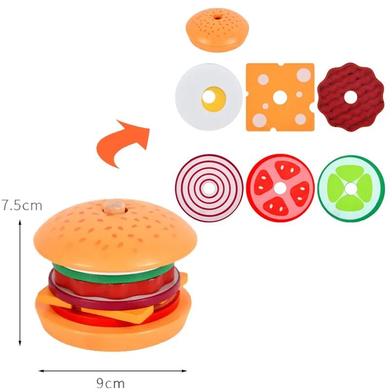 

DIY Pretend Play Toys Simulation Hamburger Sandwich Shape Color Pairing Puzzle Food Play House Early Education Toys For Children