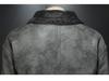 Men's Hong Kong Style PU Leather Fur-Lined Jacket