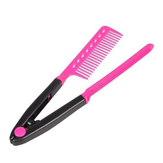 Portable DIY Salon Flat Iron Hair Straightener V Comb Hairdressing Styling Tool