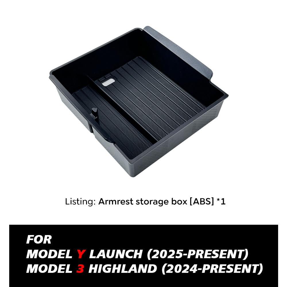For Tesla New Model Y Juniper 2026 2025 Launch Model 3 Highland 2024 Center Console Armrest Storage Box Upper&Lower Silicone Mat