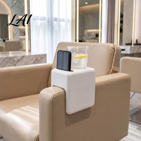 Hair Salon Storage Tray Chair Armrest Tray Organizer with Phone/Cup Holder Plastic Customer Phone Holder for Beauty Side Table Personal Items