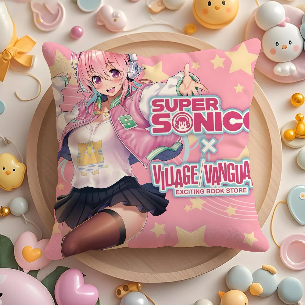 S-SUPER Anime S-SONICO Poszewka na poduszkę do domu i samochodu, wielofunkcyjna - Dwustronna, Miękka i Trwała do codziennego użytku