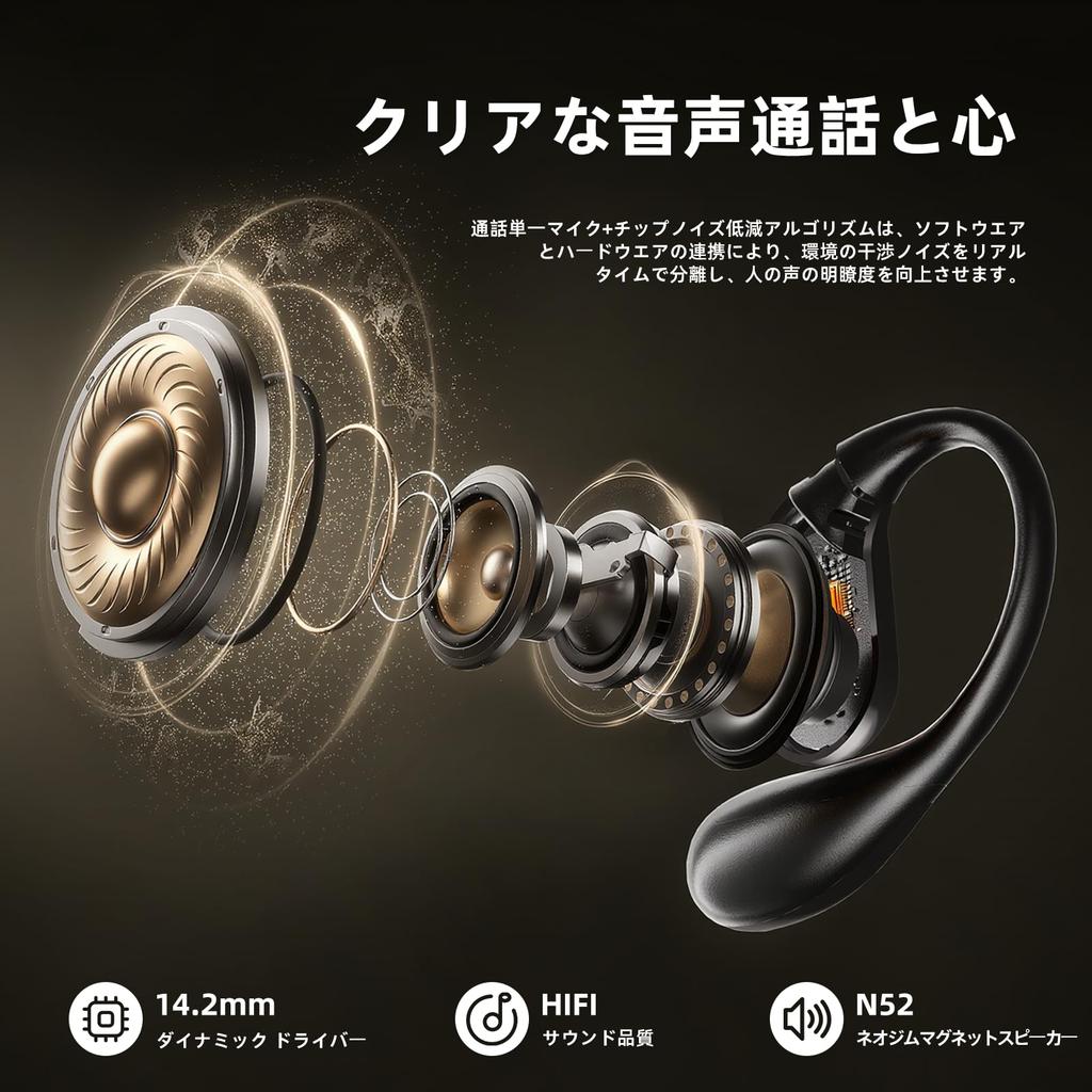 Aetyt Bluetooth Wireless Air Bluetooth Instant Single or Fast Compact and Automatic with ENC Compatible with Earbuds, Ear-Hook Earphones, Open-Ear,