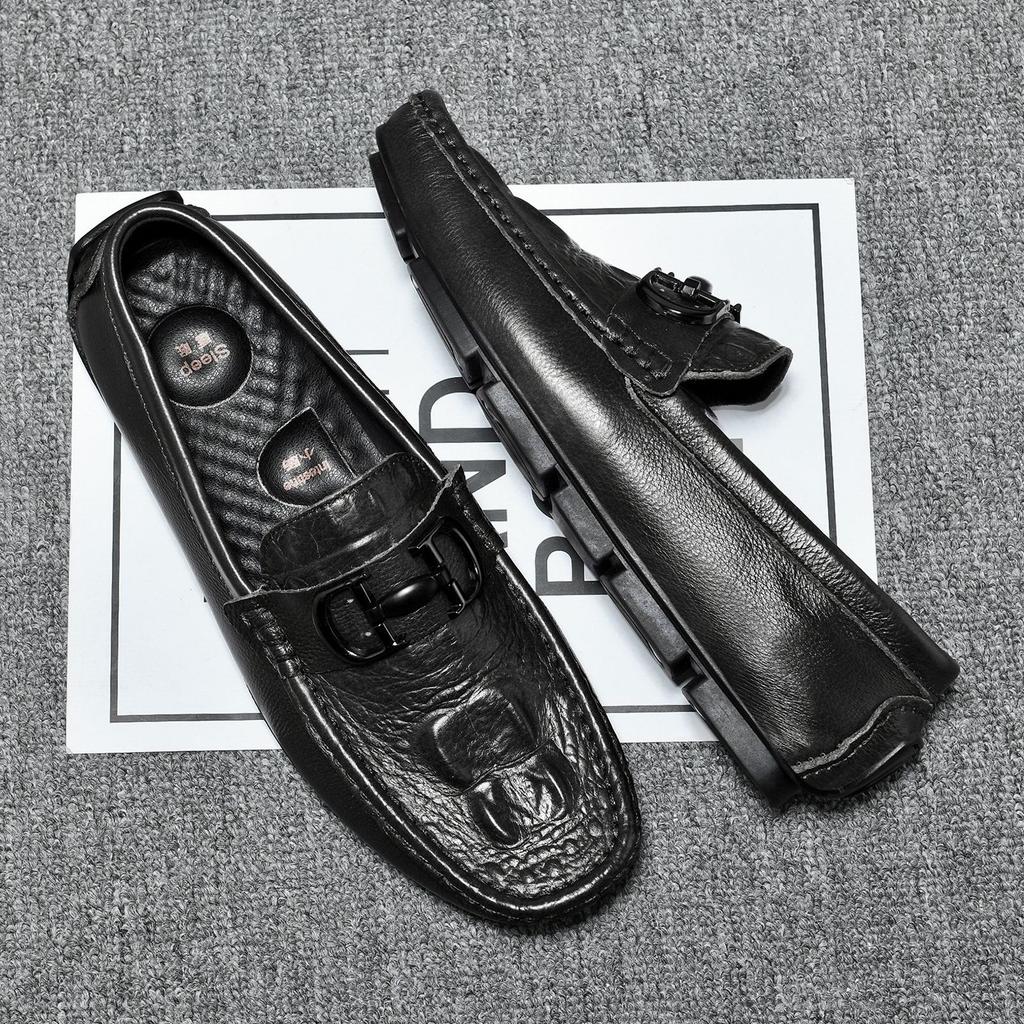 Fashion 2025 New Men Cow Leather Crocodile Grain Style Loafers High Quality Business Casual Shoes Handmade Men Genuine Leather Moccasins