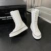 Leather summer thin net boots women's new fashionable versatile thick bottom inner height increase women's hollow cool boots