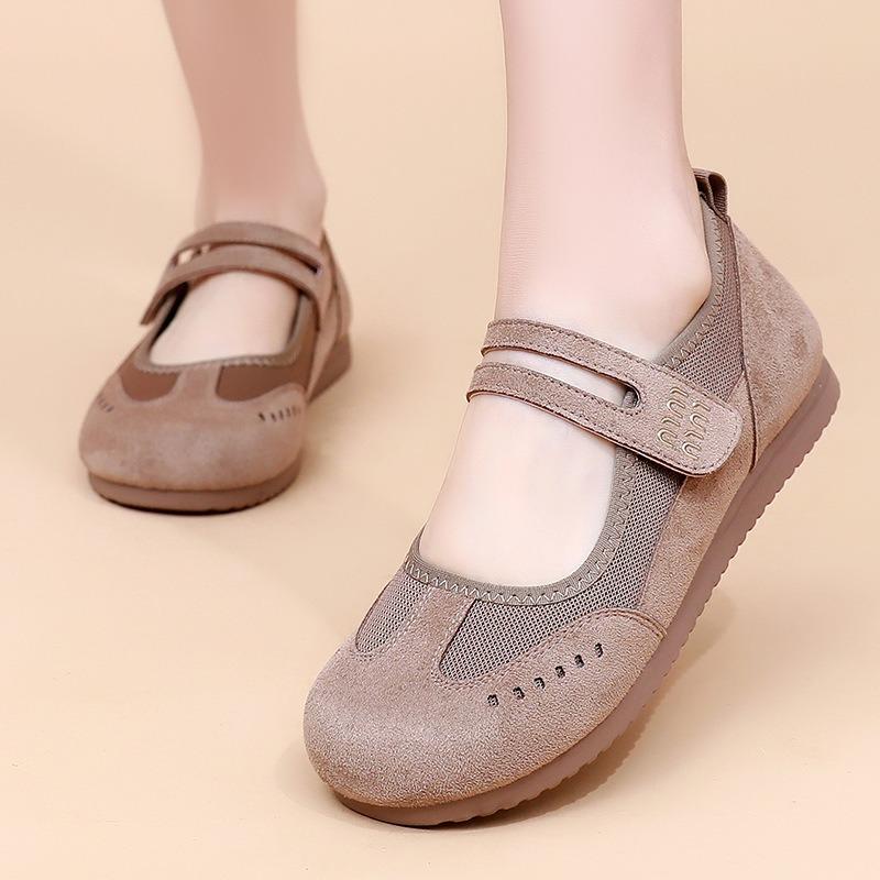 New Shoes Women's Casual Fashion Versatile Double Buckle Velcro Non-slip Wear Comfortable Breathable Women's Single Shoes