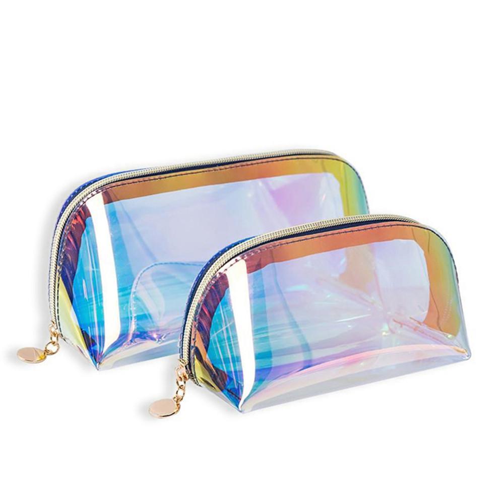 2023 Iridescent Semi-transparent Makeup Bag Set - Portable and Thickened Two-piece Wash Storage Bags.
