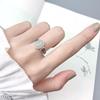 Eleganter durchbrochener Ring aus 925er Sterlingsilber mit Hetian-Jaspis-Cabochon für Damen und Herren - Heller Oberflächen-Zeigefingerring
