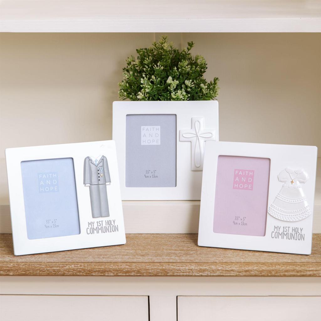 Faith & Hope White Resin Cross Frame 3.5 x 5