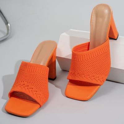 Damen Sandalen mit hohen Absätzen Sommer Atmungsaktive Canvas Sandale Mode Hoher Absatz Slipper für Damen Designer Dicke High-Heels Sandalen