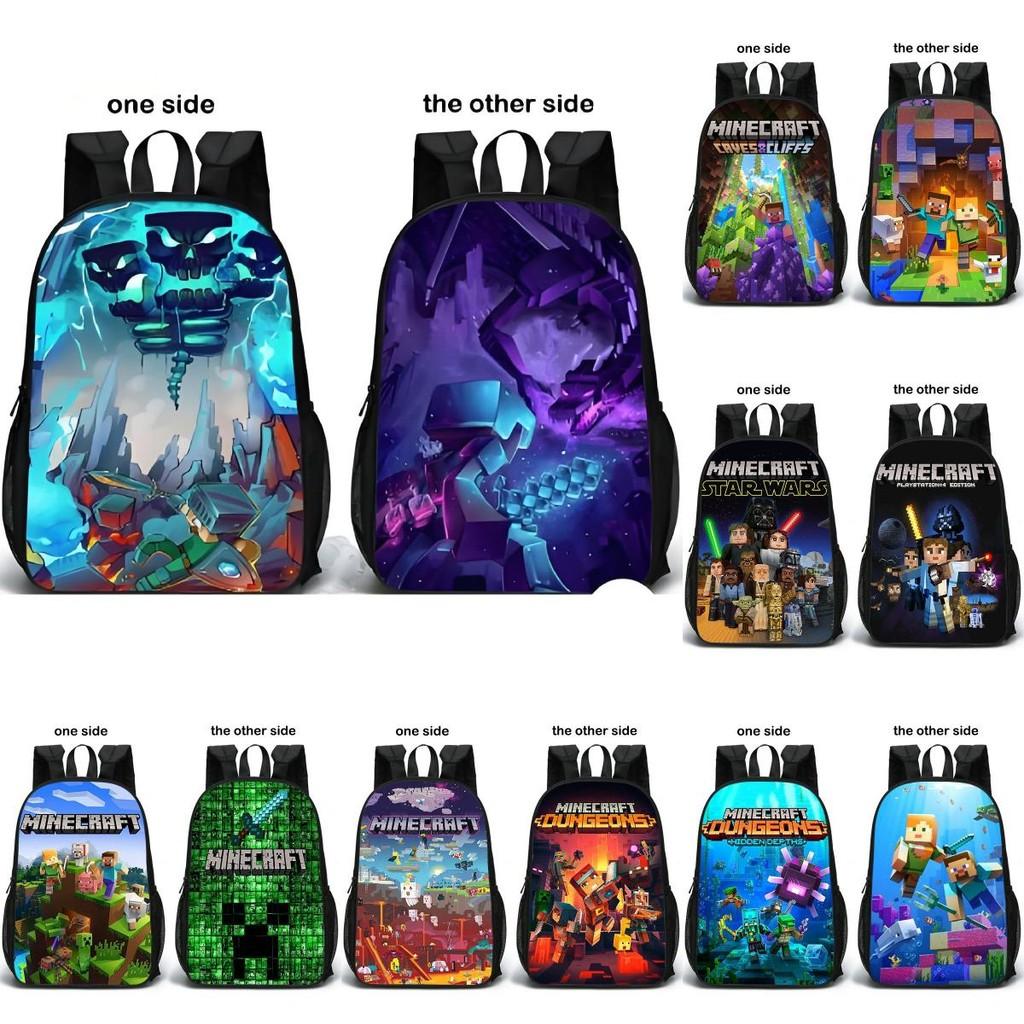 Double Pattern Minecraft Sided Schoolbag Backpack Breathable Bag Fashion Gift