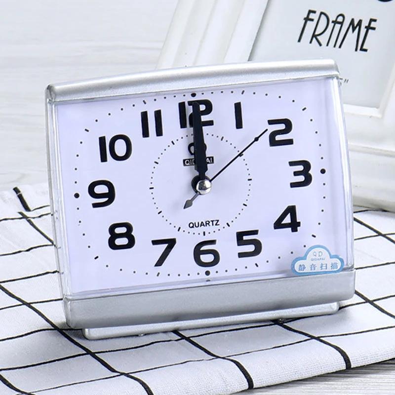 

1 шт. кварцевые часы с будильником, настольные, прикроватные, бесшумные, для путешествий, мини-ночные светящиеся белый