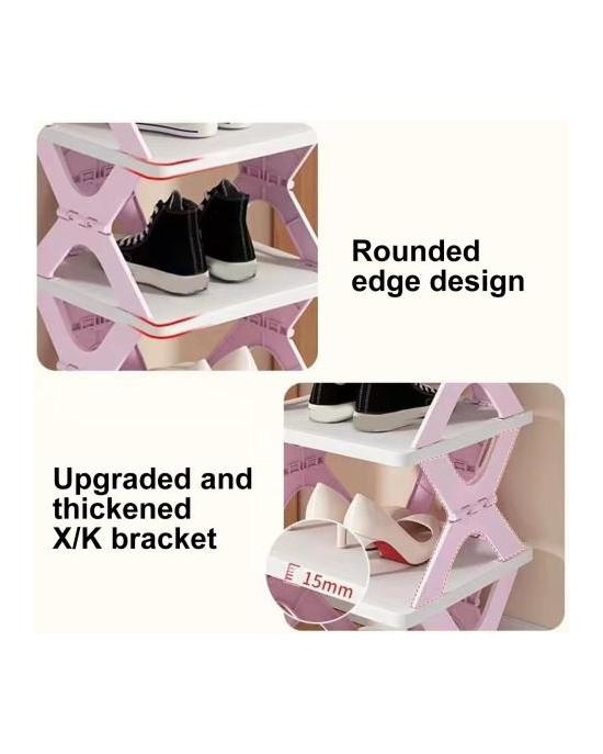 Shoe Rack Organizer with Dust-Proof Compartments Foldable Design Large Capacity Portable Folding
