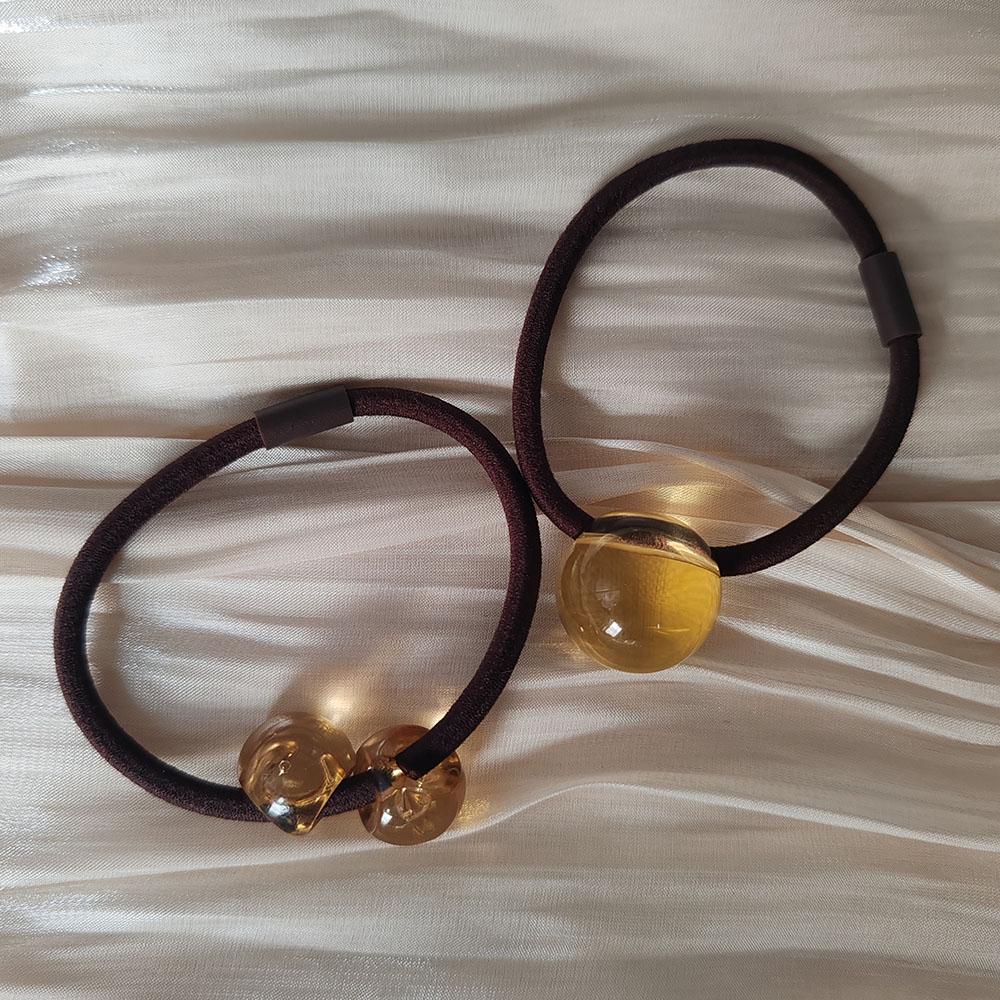 2PC European and American Jelly Color Ball High Elasticity Hair Ties for Women Girls Ponytail Holder Hair Rings Rope Accessories