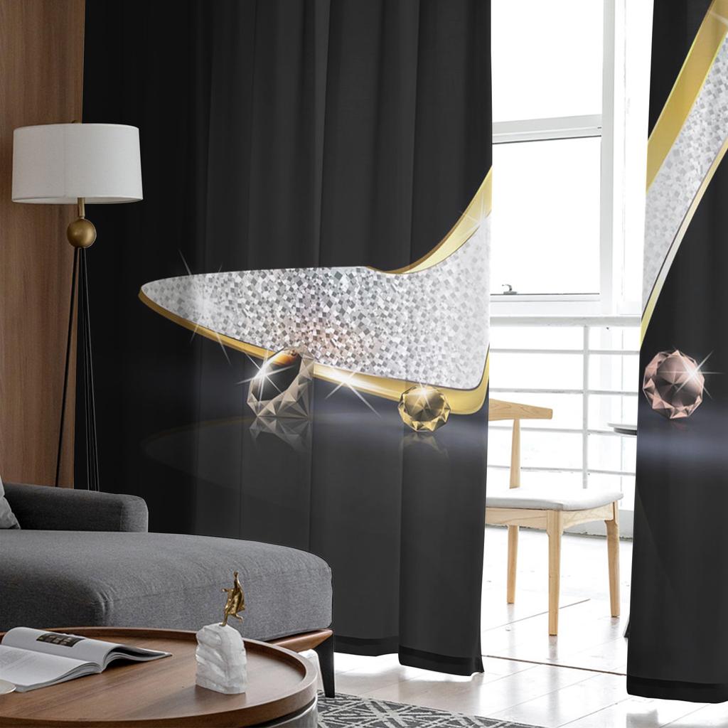 High Heels Diamond Shiny Tulle Curtains For Living Room Bedroom Voile Curtain Home Decoration Sheer Balcony Door Curtain