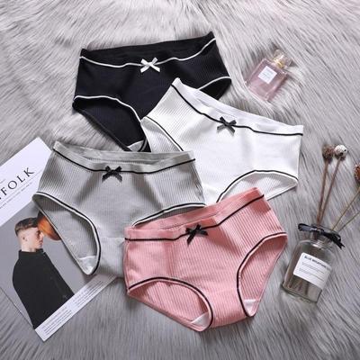 Modische Schleife Damen Slips Unterwäsche Übergröße Bequem Atmungsaktiv Mittelhoch Lingerie Slips