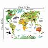 Cartoon Animal Territory Map Vinyl Wall Stickers Diy Home Decoration For Kids Room Baby Know World Education Puzzle Game Decals