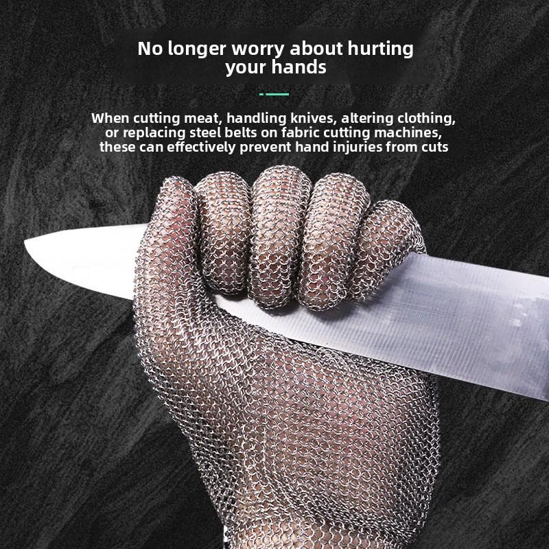 Protective Anti-Cut Gloves 316L Stainless Steel Ring Wire Gloves Slaughter Sewing