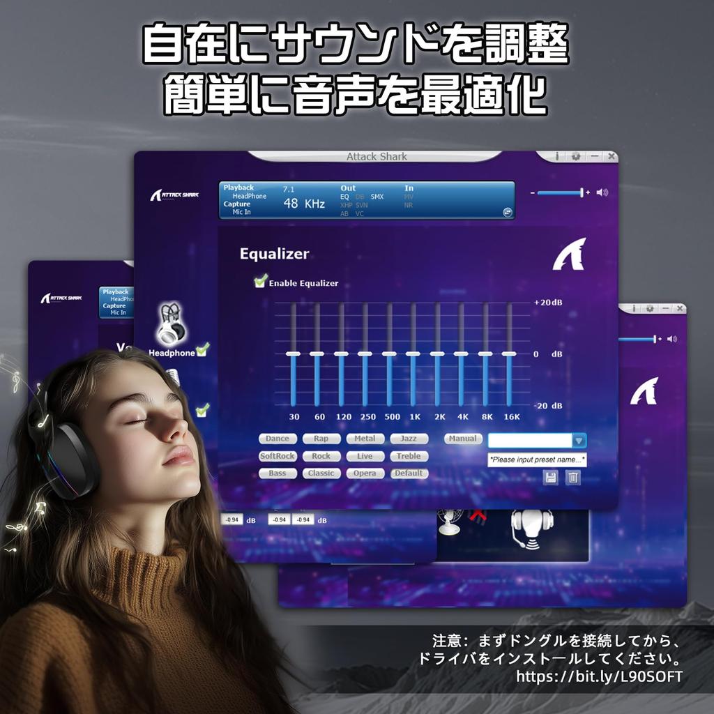 MAMBASNAKE X ATTACK SHARK L90 Gaming Headset with Lightseed Wireless Lightweight Channel Surround Sound 40mm Connection Noise Detachable RGB Foldable