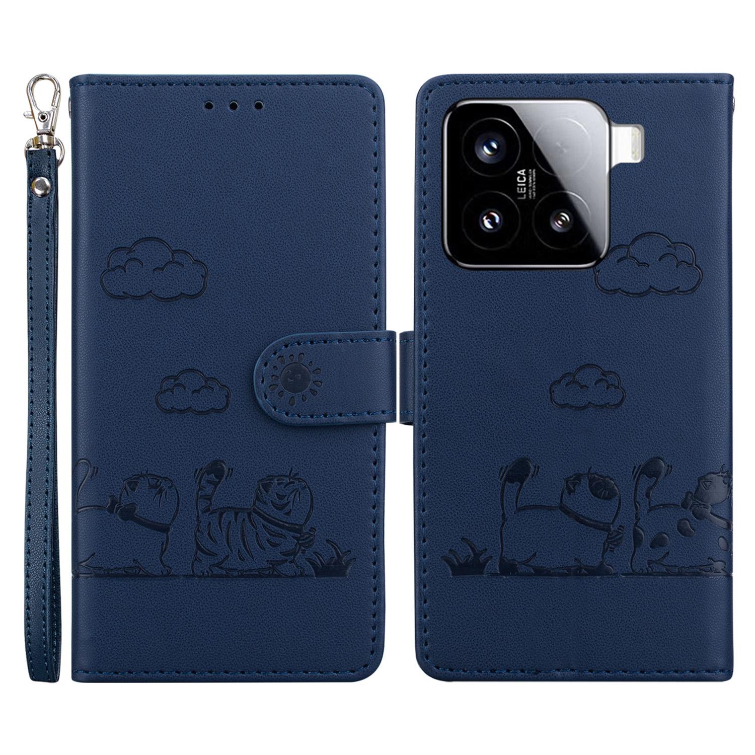 

For Xiaomi 15 Case RFID Blocking Kitten Pattern TPU+PU Leather Phone Cover Blue