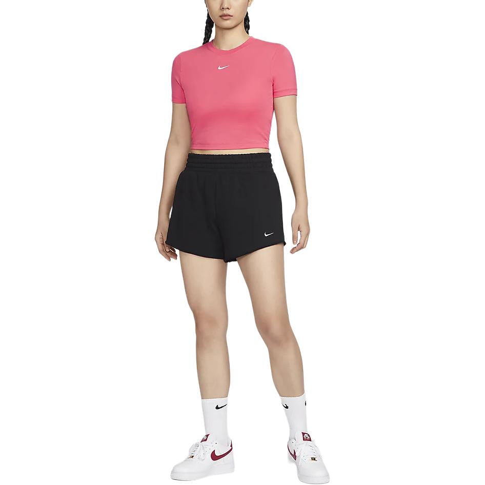 Nike Sportswear Essentials Series Logo Slim Fit Short Sleeve T-Shirt Women Tops Purple Pink FB2874-629