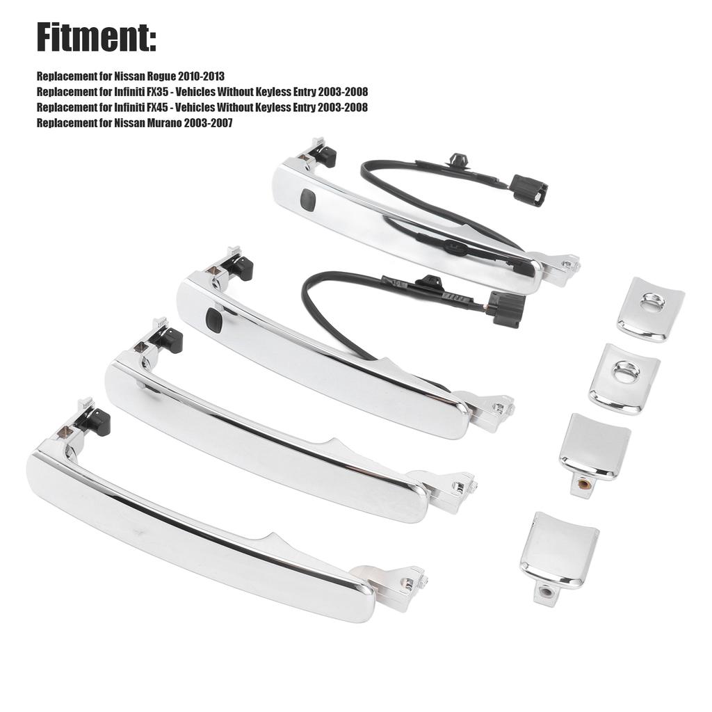 Car Outside Door Handle Set 80640‑CA012 ABS Silver Replacement for  Rogue Murano 80640‑CA012 Car Door Handles