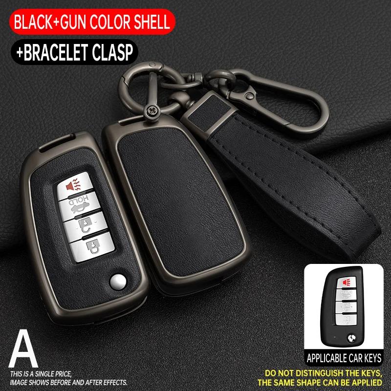 Zinc Alloy + Leather Car Key Case Cover Shell For Nissan Nv200 Sentra Versa X-Trail Qashqai J11 Juke Murano Micra Tiida Maxima