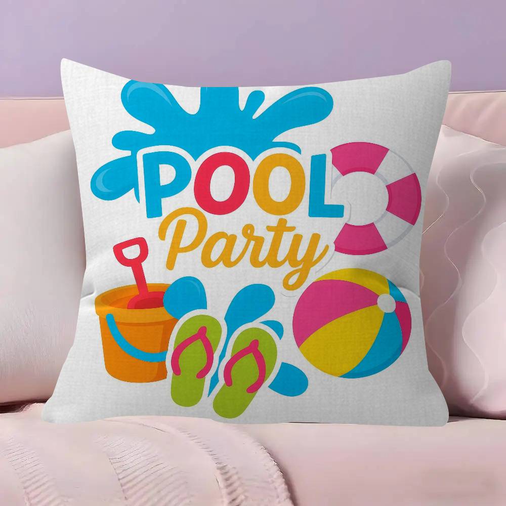Summer Pool Party   Cushion Cover Pillowcase Upholstery Sofa Throw Pillow Home Decor Pillowcas