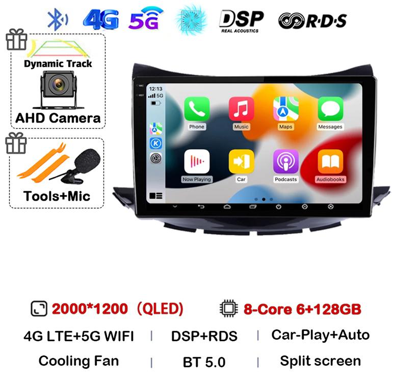 Android 14 Carplay Auto For Chevrolet Trax 2017 2018 2019 Navigation Car Radio 2 DIN GPS Stereo Multimedia Player Head Unit DSP