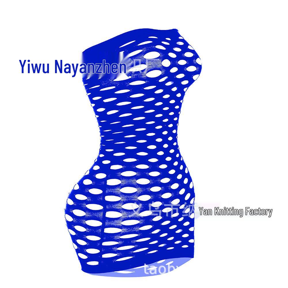 European & American Strapless Fishnet Bodysuit - Sexy, Transparent, and Hollow Out Design (W095)
