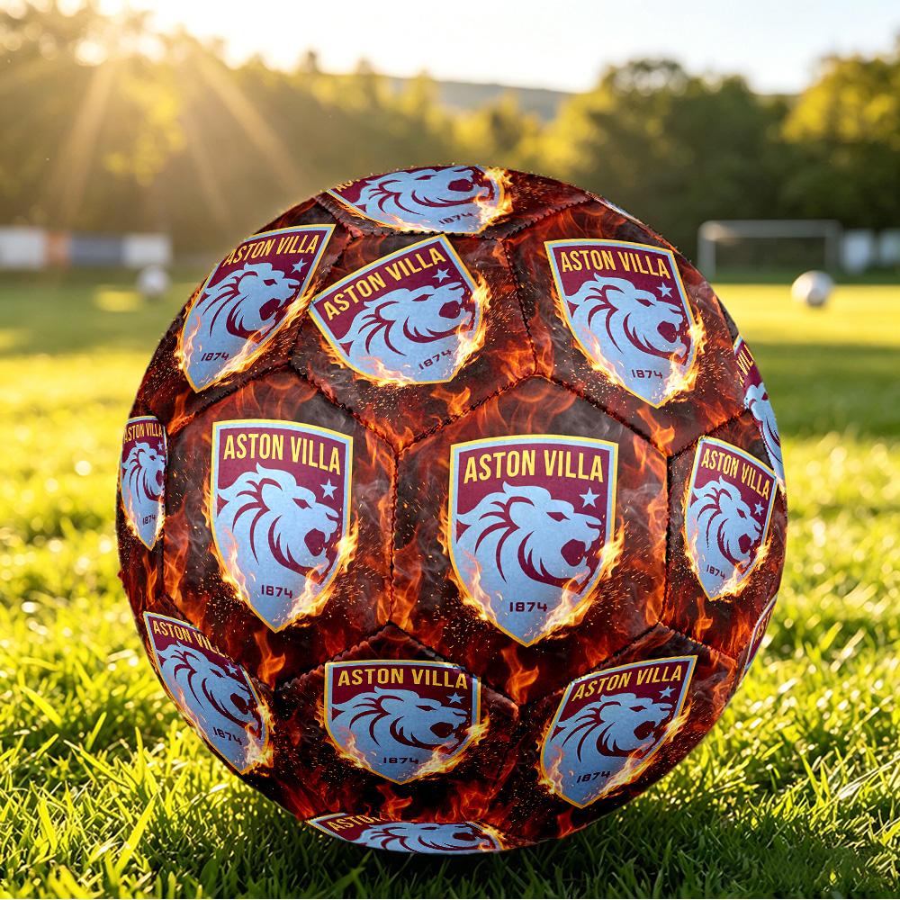 Pallone da Calcio Aston Villa Stampato Taglia 5, Pallone da Calcio Antiscivolo per Partite Adulti, Souvenir per Tifosi di Calcio
