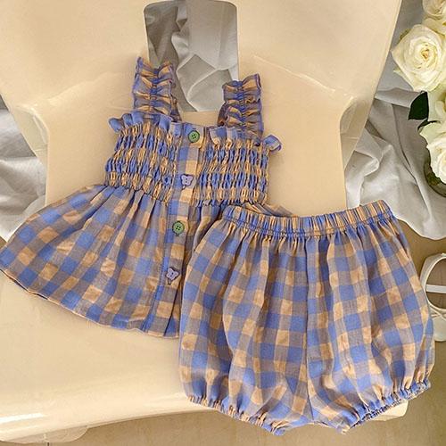 2025 New Summer 0-3Yrs Children Clothes Suit Sleeveless Solid Color Denim Vest+Shorts Newborn Baby Girls Clothing Set