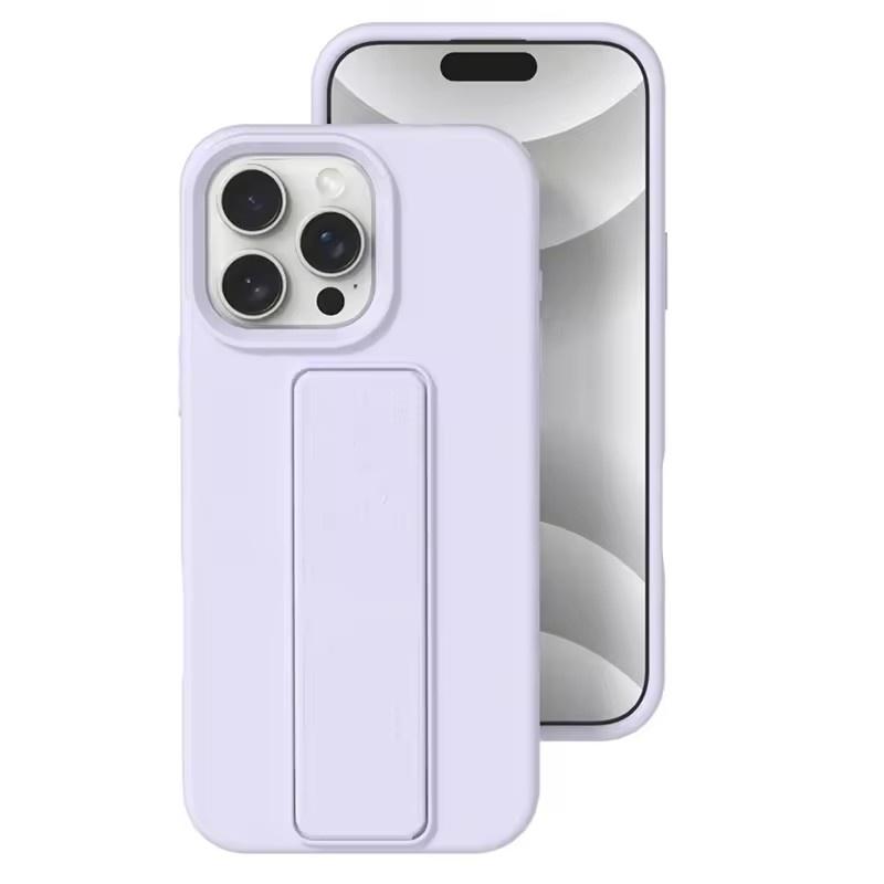 

Розкішний чохол з рідкого силікону з висувною підставкою для iPhone 16 15 14 13 12 11 Pro Max Plus Протиударний матовий чохол з тримачем iPhone 15 Pro Max фіолетовий