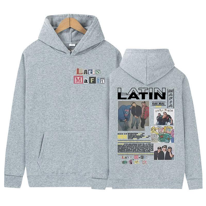 Rapper LATIN MAFIA Tour Album Graphics Hoody Men's Clothing Y2K Hip Hop Oversized Sweatshirt Fashion High Quality Fleece Hoodies
