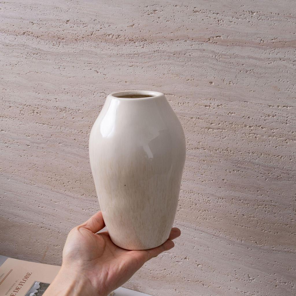 Elegant White Ceramic Vase: Nordic Wabi-Sabi Design for Living Room or Dining Table Decor