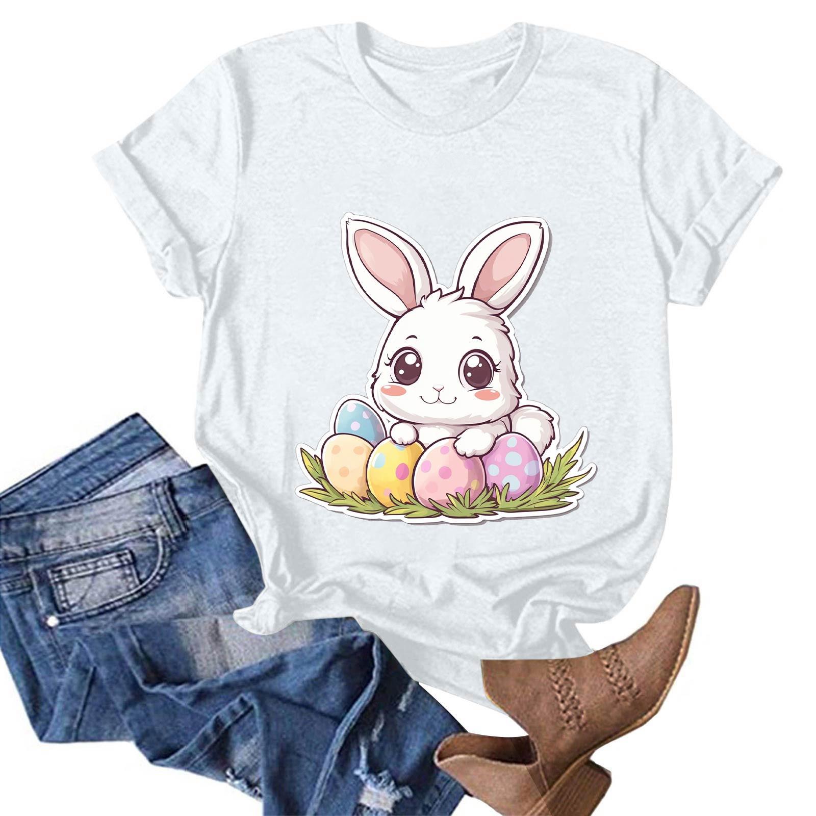 

Жіночий модний повсякденний пуловер з принтом і круглим вирізом, футболка з короткими рукавами XL білий