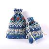 1pcs Antique Linen Cloth Drawstring Brocade Bag with Striped Pattern, Perfect for Jewelry and Stationery Storage