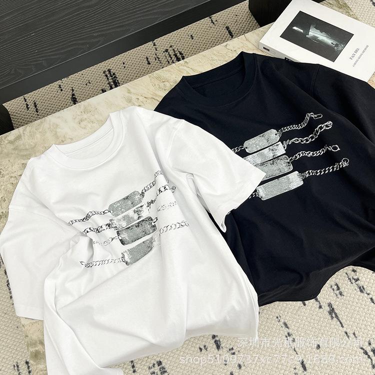 

Spring 2026 Uni Iron Print Loose-Fit Tee Small чёрный