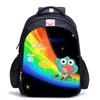 Zaino Scuola per Bambini, Testa Grande Gatto Blu Forrest Gump Scuola di Animazione, Tessuto Oxford Nero Resistente allo Sporco Grande Capacità.