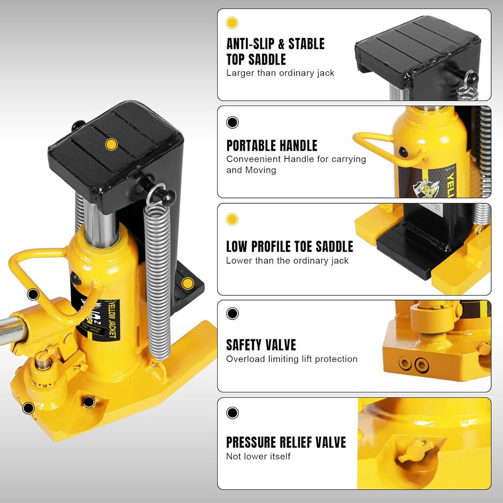 Toe Jack 2.5 Ton Hydraulic Lift, 5 Ton Top Capacity Air Hydraulic Claw Jack for Car Repair & Machinery