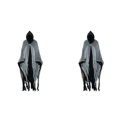 Halloween Ghost Costume Scary Ghost Cape with Hood for Cosplay Props (Black) /