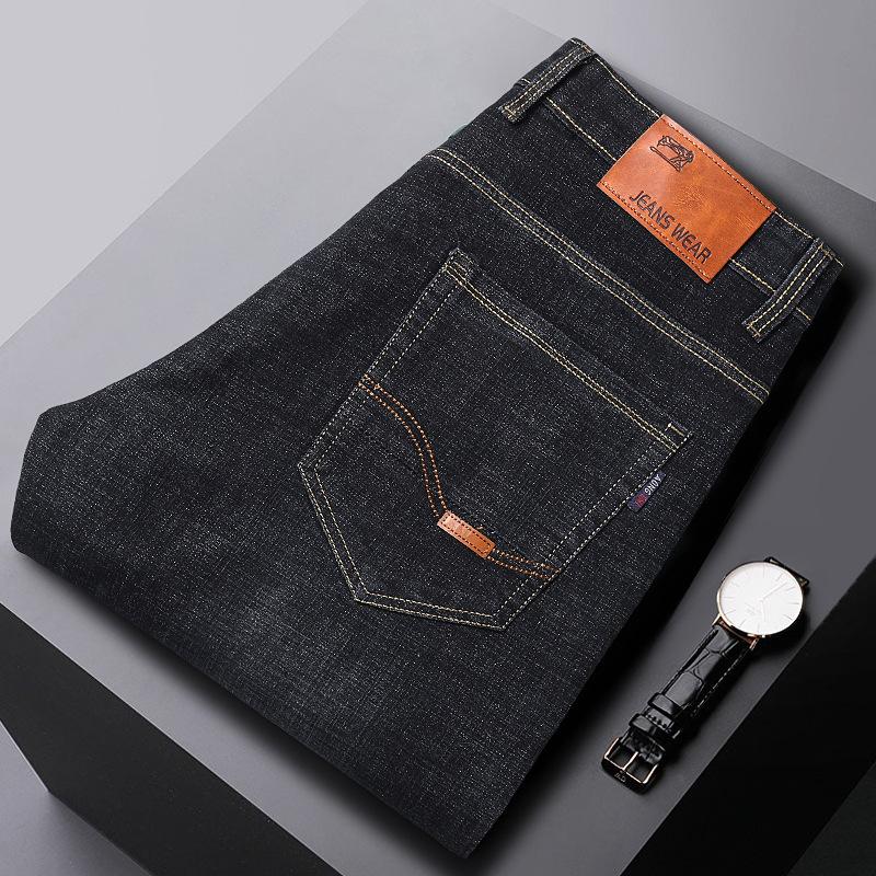 Fashion Padded Thickened Jeans Men's Autumn and Winter Models Loose Straight with Flannel Warm Men's Winter Trousers