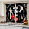 2pcs Rustic Farmhouse Small Barn Fork and Spoon Wooden Board Retro Print Kitchen Curtain Cafe Curtain Curtain Shade Cloth