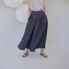 High-Waisted French Retro Linen-Cotton Wide-Leg Cropped Pants with Crinkled Texture