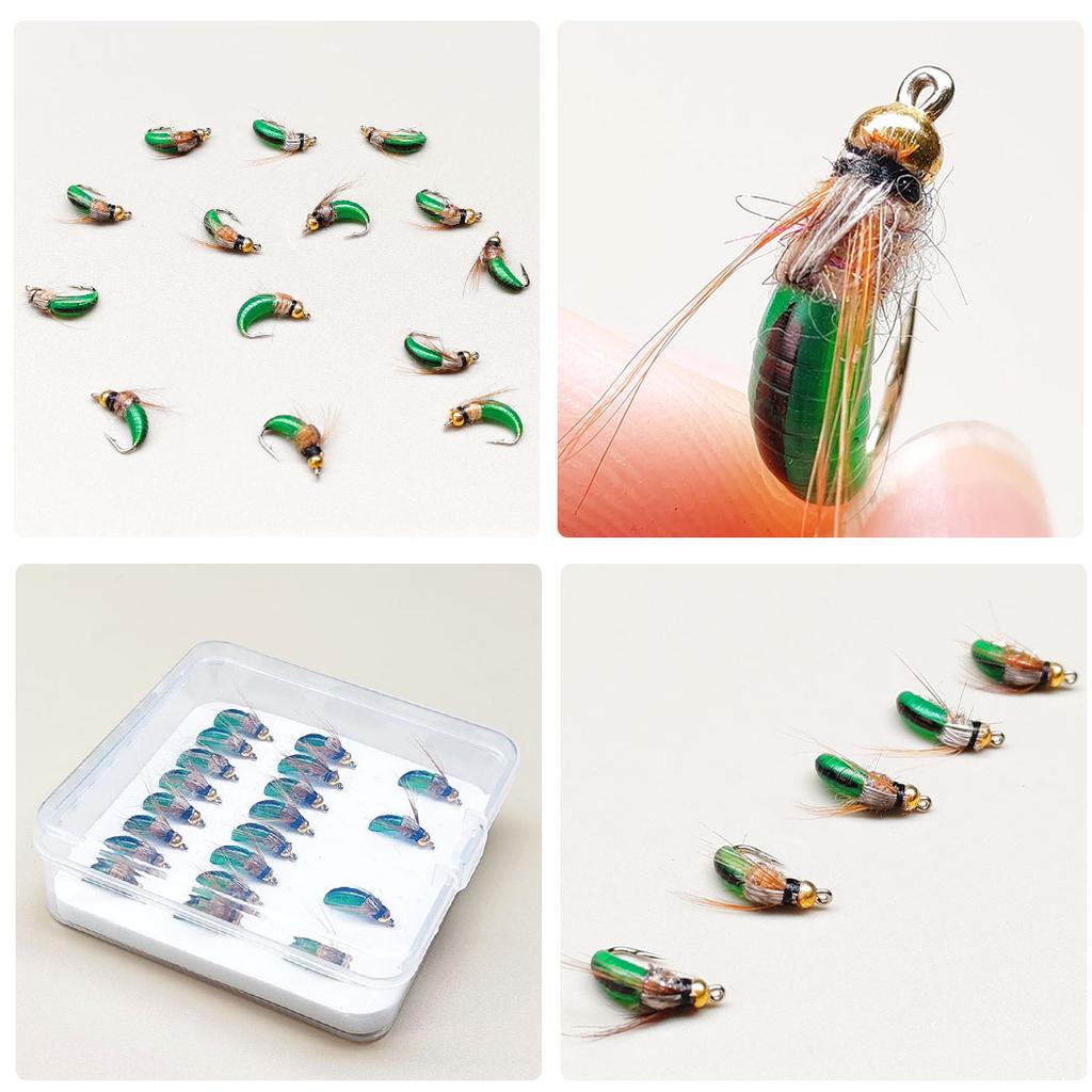 Fly Fishing Flies 21Pcs Artificial Dry Flies Nymph Bait for Fishing Trout/Perch/Salmon Fishing Lure Artificial Fishing Bait (with Flies Box)